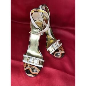 Y2K Baby Phat Snake Pattern & Gold Ankle Strap Pumps Women’s 8.5